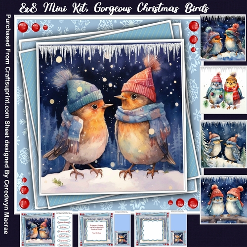 8x8 Mini Kit, Gorgeous Christmas Birds