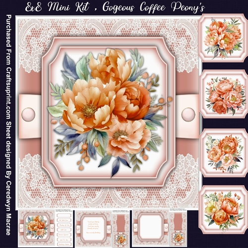 8x8 Mini Kit,  Gorgeous Coffee Peonys 
