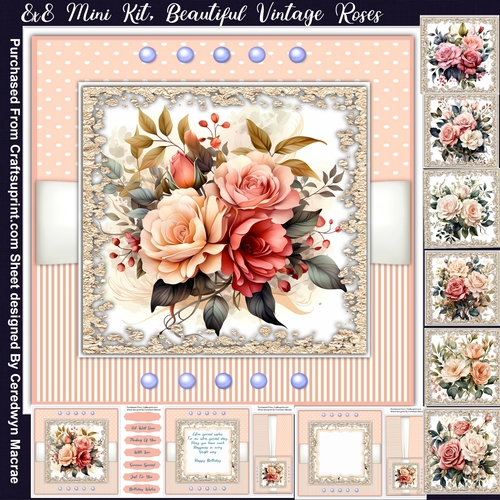 8x8 Mini Kit, Beautiful Vintage Roses