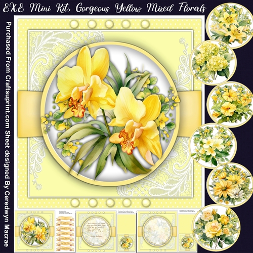 8x8 Mini Kit, Gorgeous Yellow Mixed Florals 