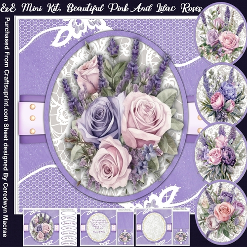 8x8 Mini Kit Beautiful Pink and Lilac Roses