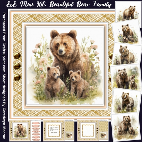 8x8 Mini Kit, Beautiful Bear Family 