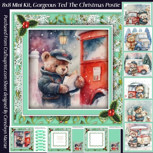 8x8 Mini Kit, Gorgeous Ted The Christmas Postie