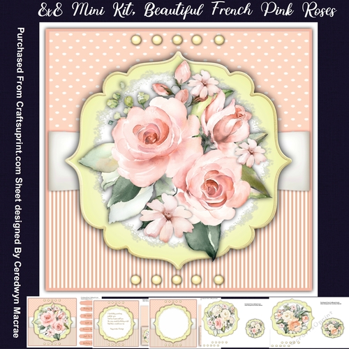8x8 Mini Kit, Beautiful French Pink Roses
