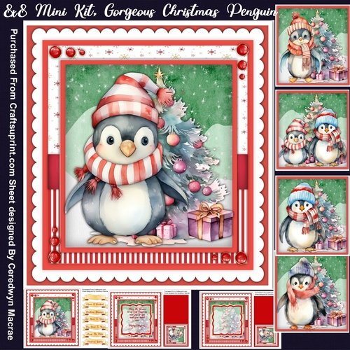 8x8 Mini Kit, Gorgeous Christmas Penguin 