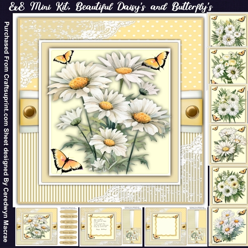 8x8 Mini Kit, Beautiful Daisys and Butterflys 