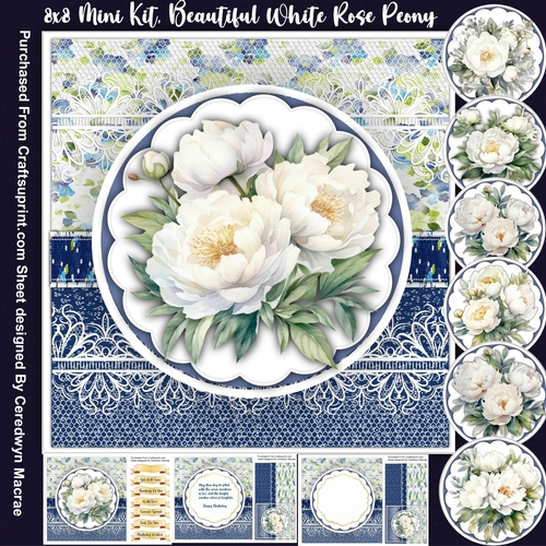 8x8 Mini Kit, Beautiful White Rose Peonys