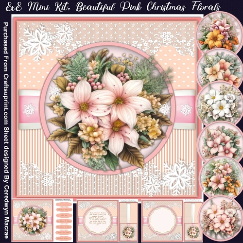 8x8 Mini Kit Beautiful Pink Christmas Florals