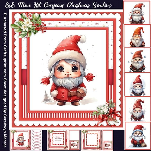 8X8 ,Mini Kit  Gorgeous Christmas Santas