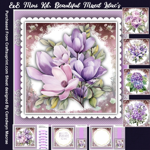 8x8 Mini Kit, Beautiful Mixed Lilac Florals