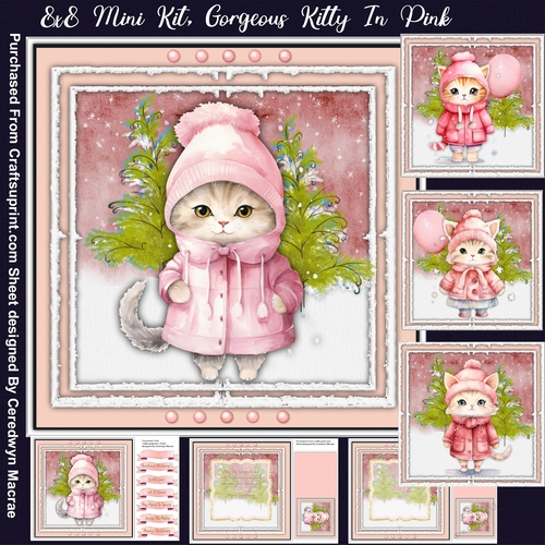 8x8 Mini Kit, Gorgeous Kitty In Pink