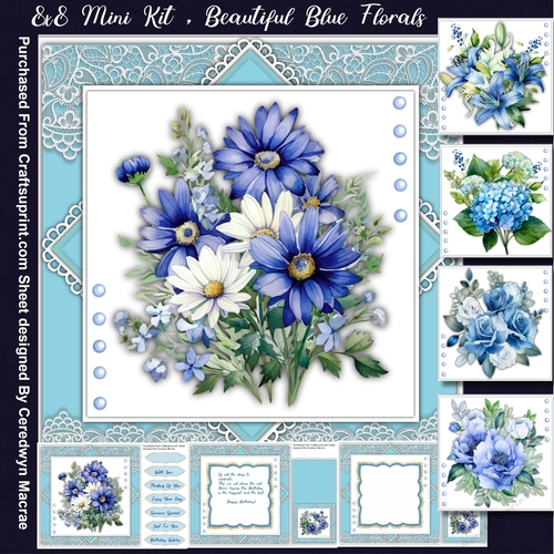8x8 Mini Kit, Beautiful Blue Florals