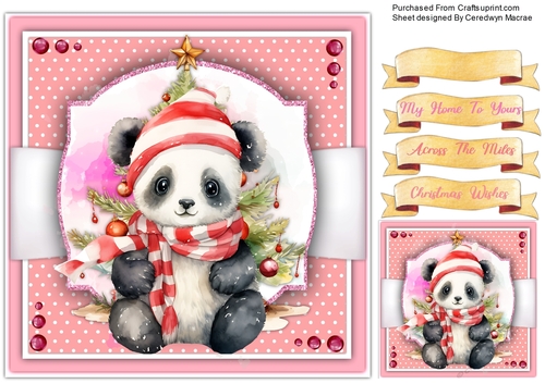 8x8 Gorgeous Happy Christmas Panda
