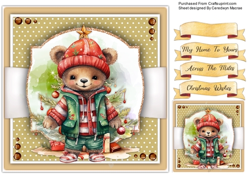 8x8 Gorgeous Happy Christmas Teddy