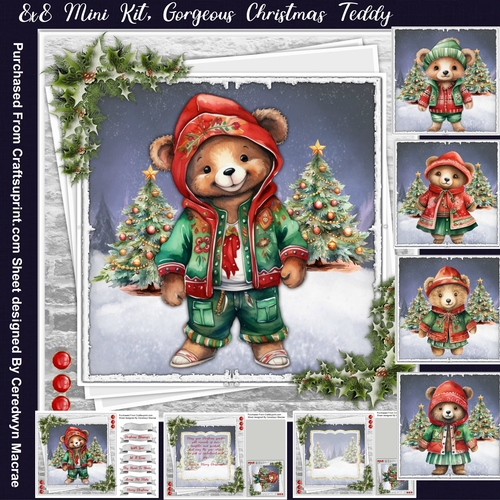8x8 Mini Kit, Gorgeous Christmas Teddys