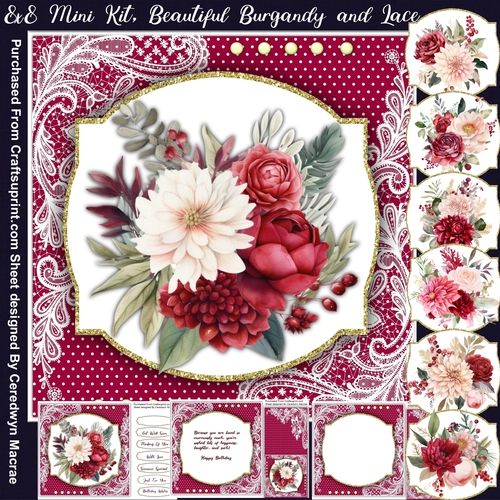 8x8 Mini Kit, Beautiful Burgundy and Lace 