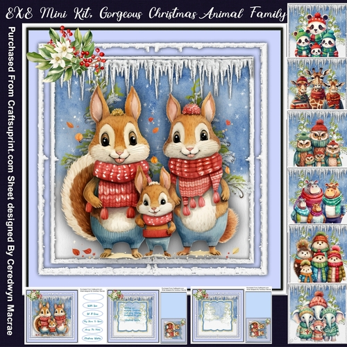 8x8 Mini Kit, Gorgeous Christmas Animal Family