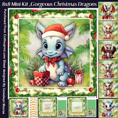 8x8 Mini Kit, Gorgeous Christmas Dragons
