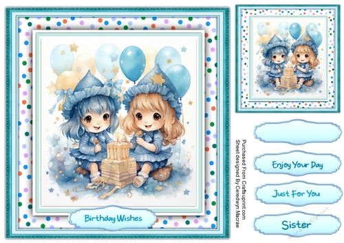 8x8 Quick Cards Gorgeous Twins Birthday 1