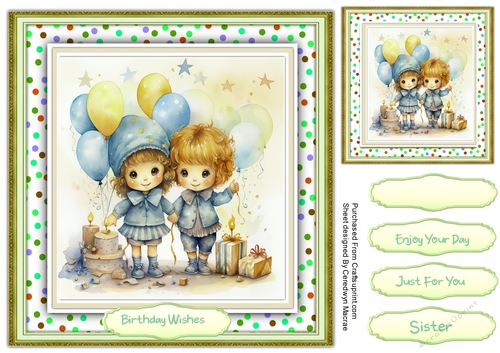 8x8 Quick Cards Gorgeous Twins Birthday 2