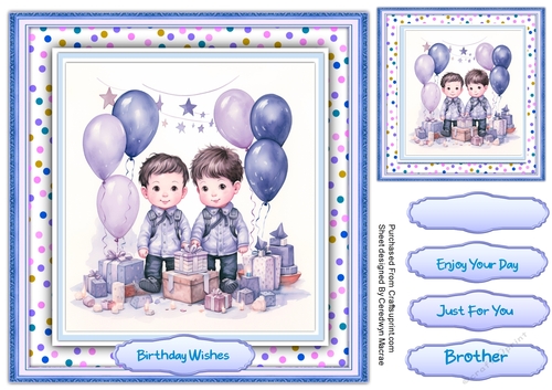 8x8 Quick Cards Gorgeous Twins Birthday 3
