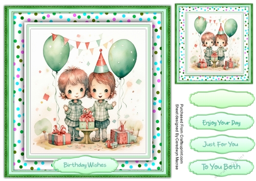 8x8 Quick Cards Gorgeous Twins Birthday 4