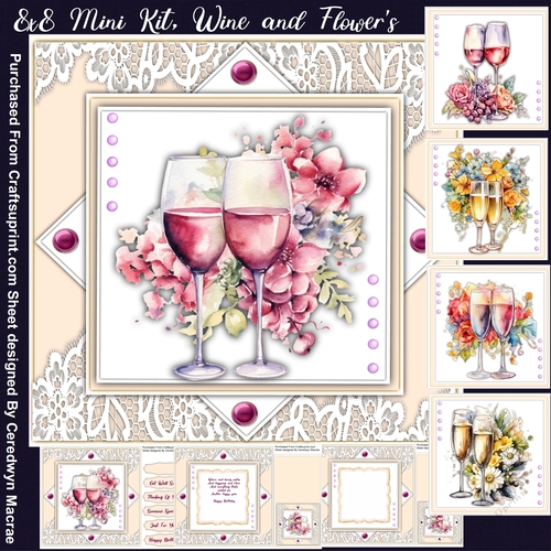 8x8 Mini Kit, Wine  and Flowers