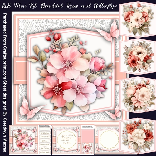 8x8 Mini Kit, Beautiful Roses and Butterflys