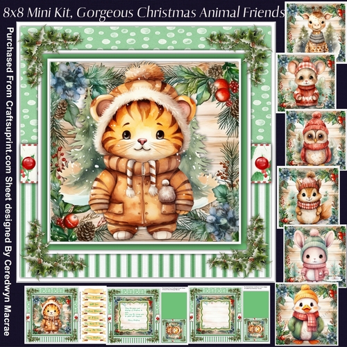 8x8 Mini Kit, Gorgeous Christmas Animal Friends