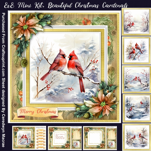 8x8 Mini Kit, Beautiful Christmas Cardinals