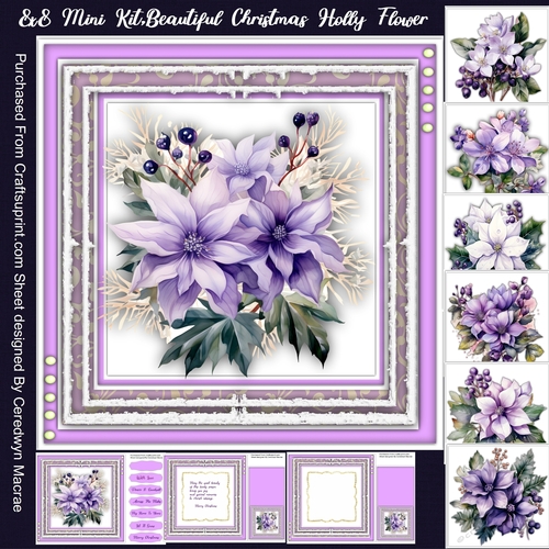 8x8 Mini Kit , Beautiful Christmas Holly Flower