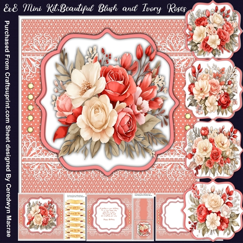 8x8 Mini Kit, Gorgeous Blush and Ivory Roses 