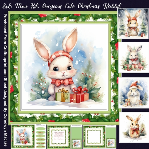 8x8 Mini Kit, Gorgeous Cute Christmas Rabbit