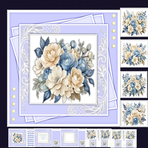 8x8 Mini Kit, Beautiful Blue and Ivory Delight
