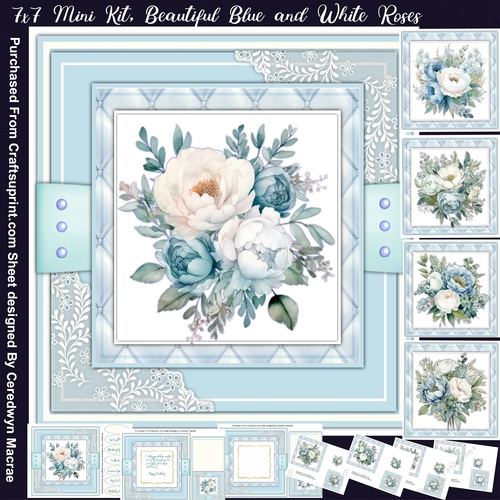 7x7 Mini Kit, Beautiful Blue and White Roses