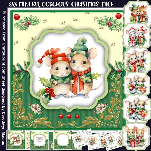 8x8 Mini Kit, Gorgeous Christmas Mice