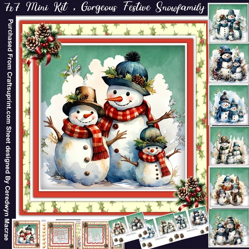 7x7 Mini Kit, Gorgeous Festive Snowfamily