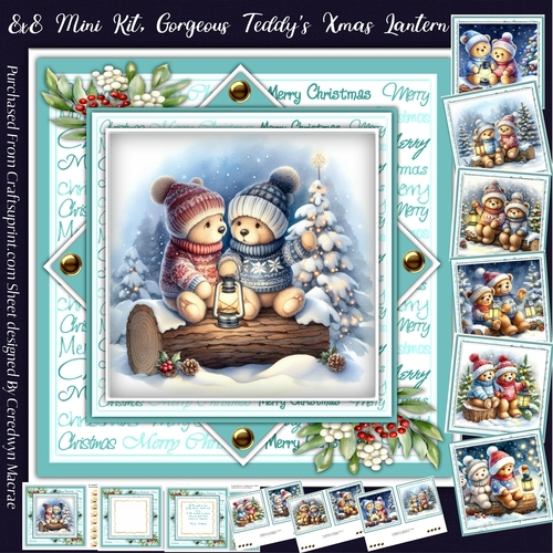 8x8 Mini Kit, Gorgeous Teddys Xmas Lantern