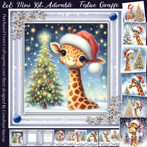 8x8 Mini kit, Adorable Festive Giraffe
