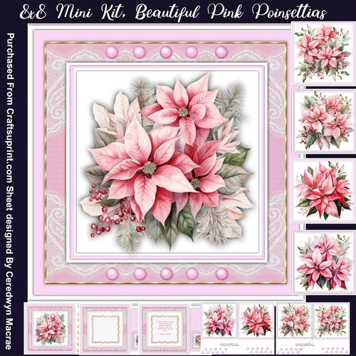 8x8 Mini Kit, Beautiful Pink Poinsettias