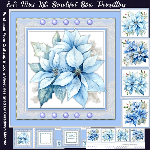 8x8 Mini Kit, Beautiful Blue Poinsettias