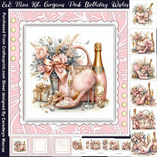 8x8 Mini Kit, Gorgeous Pink Birthday Wishes