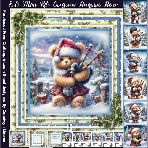 8x8 Mini Kit, Gorgeous Bagpipe Bears