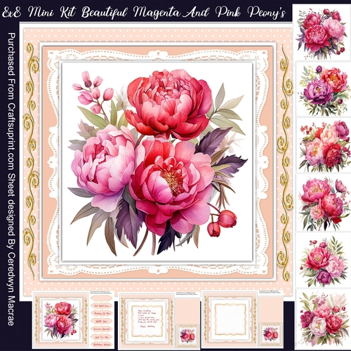 8x8 Mini Kit, Beautiful Magenta and Pink Peonys