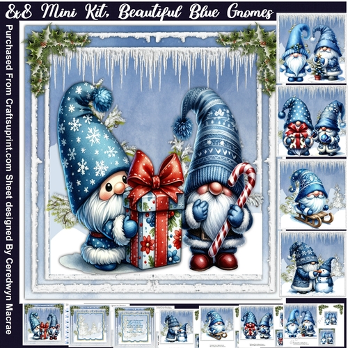 8x8 Mini Kit, Beautiful Blue Gnomes