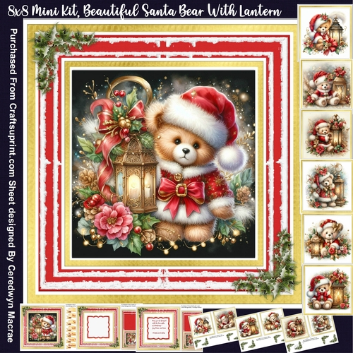 8x8 Mini Kit, Beautiful Santa Bear With Lantern