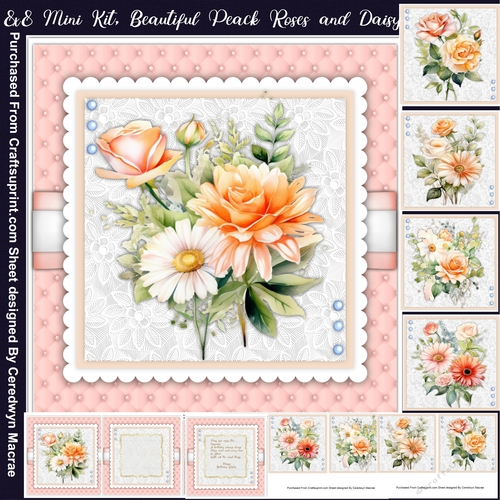 8x8 Mini Kit, Beautiful Peach Roses and Daisy