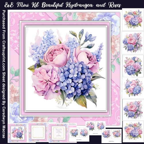 8x8 Mini Kit, Beautiful Hydrangea and Roses  