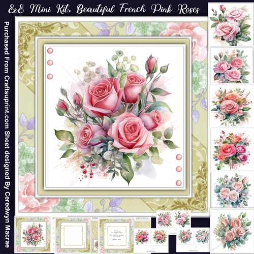 8x8 Mini Kit, Beautiful French Pink Roses