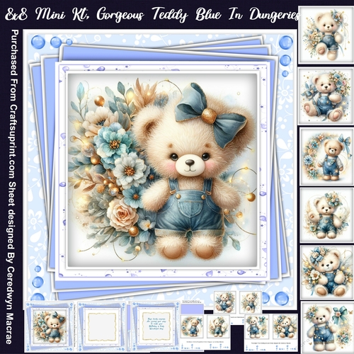 8x8 Mini Kit, Gorgeous Teddy Blue in Dungarees